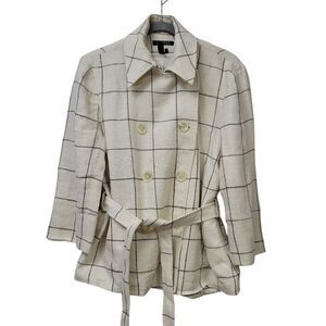 Lauren Ralph Lauren Double Breasted Linen Checked Jacket, XL